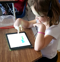 Female student using a tablet